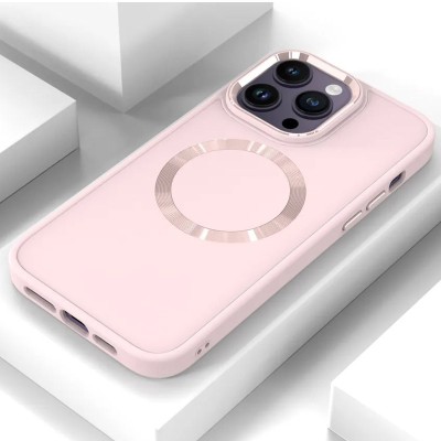 TPU чохол Bonbon Metal Style with MagSafe для Apple iPhone 12 Pro / 12 (6.1") Рожевий / Light Pink