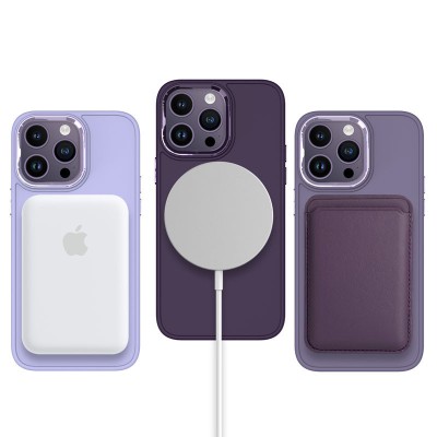 TPU чохол Bonbon Metal Style with MagSafe для Apple iPhone 12 Pro / 12 (6.1") Фіолетовий / Dark Purple