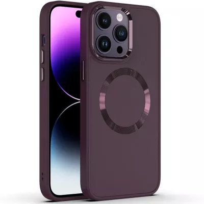 TPU чохол Bonbon Metal Style with MagSafe для Apple iPhone 12 Pro Max (6.7") Бордовий / Plum