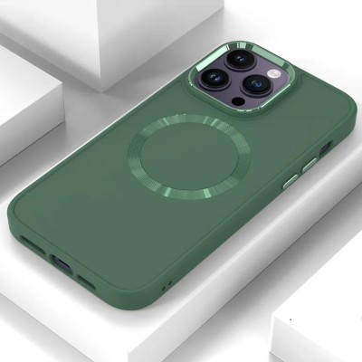 TPU чохол Bonbon Metal Style with MagSafe для Apple iPhone 12 Pro Max (6.7") Зелений / Pine green