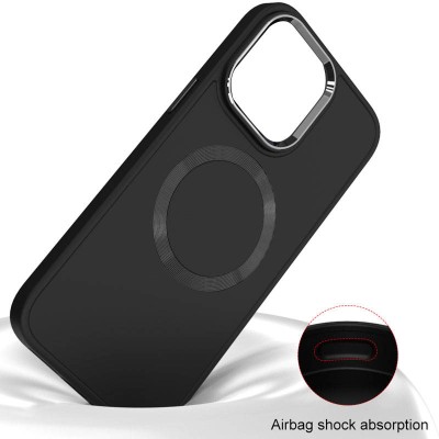 TPU чохол Bonbon Metal Style with MagSafe для Apple iPhone 15 (6.1") Чорний / Black