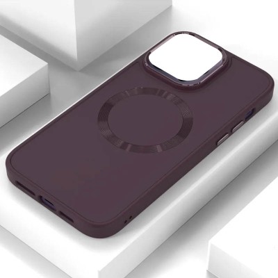 TPU чохол Bonbon Metal Style with MagSafe для Apple iPhone 15 Plus (6.7") Бордовий / Plum