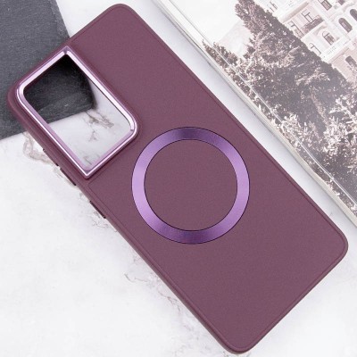 TPU чохол Bonbon Metal Style with MagSafe для Samsung Galaxy S22 Ultra Бордовий / Plum TPU чохол Bonbon Metal Style with MagSafe для Samsung Galaxy S22 Ultra Бордовий / Plum
