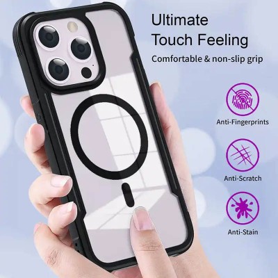 TPU+PC чохол Defense Clear with MagSafe для Apple iPhone 15 Pro Max (6.7") Чорний