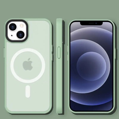 TPU+PC чохол Metal Buttons with MagSafe Colorful для Apple iPhone 13 (6.1") М'ятний