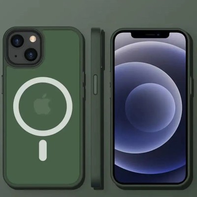 TPU+PC чохол Metal Buttons with MagSafe Colorful для Apple iPhone 14 (6.1") Зелений