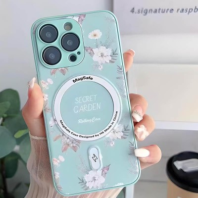 TPU+PC чохол Secret Garden with MagSafe для Apple iPhone 13 Pro Max (6.7") Mint