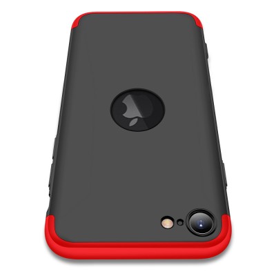 Пластикова накладка GKK LikGus 360 градусів (opp) з лого для Apple iPhone SE (2020) Чорний / Червоний