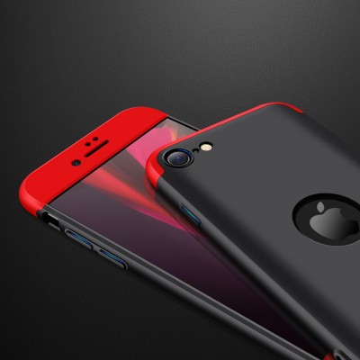 Пластикова накладка GKK LikGus 360 градусів (opp) з лого для Apple iPhone SE (2020) Чорний / Червоний