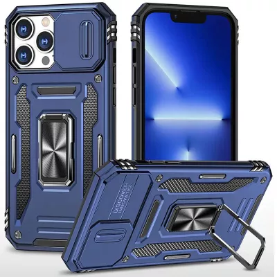 Ударостійкий чохол Camshield Army Ring для Apple iPhone 12 Pro / 12 (6.1") Синій / Navy
