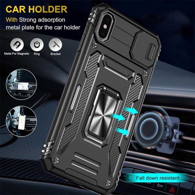 Ударостійкий чохол Camshield Army Ring для Apple iPhone X / XS (5.8") Чорний / Black Ударостійкий чохол Camshield Army Ring для Apple iPhone X / XS (5.8") Чорний / Black