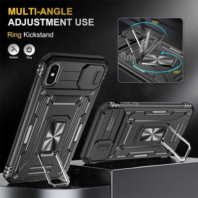 Ударостійкий чохол Camshield Army Ring для Apple iPhone X / XS (5.8") Чорний / Black Ударостійкий чохол Camshield Army Ring для Apple iPhone X / XS (5.8") Чорний / Black