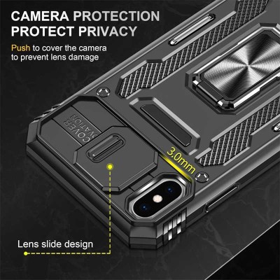 Ударостійкий чохол Camshield Army Ring для Apple iPhone X / XS (5.8") Чорний / Black Ударостійкий чохол Camshield Army Ring для Apple iPhone X / XS (5.8") Чорний / Black