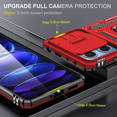 Ударостійкий чохол Camshield Army Ring для Xiaomi Redmi 12 / Poco M6 Pro 5G Червоний / Red