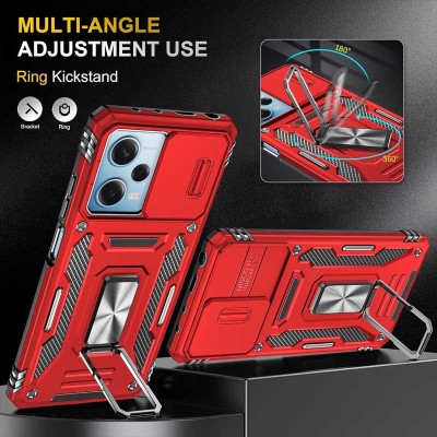 Ударостійкий чохол Camshield Army Ring для Xiaomi Redmi 12 / Poco M6 Pro 5G Червоний / Red