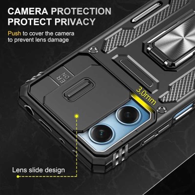 Ударостійкий чохол Camshield Army Ring для Xiaomi Redmi 12 / Poco M6 Pro 5G Чорний / Black