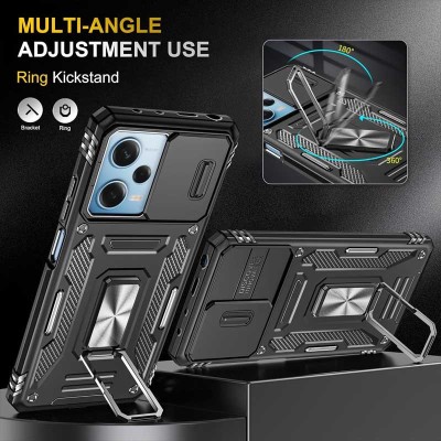 Ударостійкий чохол Camshield Army Ring для Xiaomi Redmi 12 / Poco M6 Pro 5G Чорний / Black