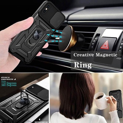Ударостійкий чохол Camshield Serge Ring для Apple iPhone X / XS (5.8") Чорний
