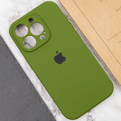 Чохол Silicone Case Full Camera Protective (AA) для Apple iPhone 13 Pro (6.1") Зелений / Dark Olive Чохол Silicone Case Full Camera Protective (AA) для Apple iPhone 13 Pro (6.1") Зелений / Dark Olive