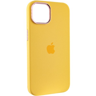 Чохол Silicone Case Metal Buttons (AA) для Apple iPhone 12 Pro / 12 (6.1") Жовтий / Sunglow