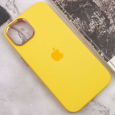 Чохол Silicone Case Metal Buttons (AA) для Apple iPhone 12 Pro / 12 (6.1") Жовтий / Sunglow