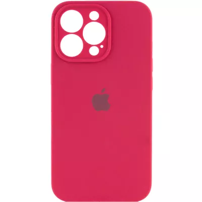 Чохол Silicone Case Full Camera Protective (AA) для Apple iPhone 15 Pro Max (6.7") Червоний / Rose Red