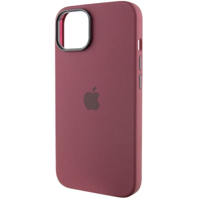 Чохол Silicone Case Metal Buttons (AA) для Apple iPhone 12 Pro Max (6.7") Бордовий / Plum