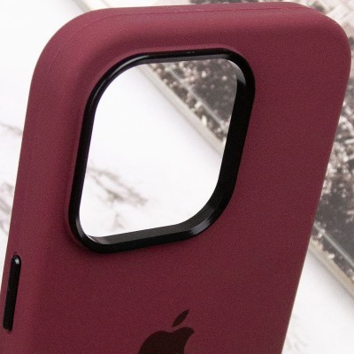Чохол Silicone Case Metal Buttons (AA) для Apple iPhone 13 Pro (6.1") Бордовий / Plum