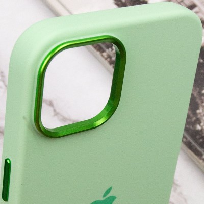 Чохол Silicone Case Metal Buttons (AA) для Apple iPhone 14 (6.1") Зелений / Pistachio