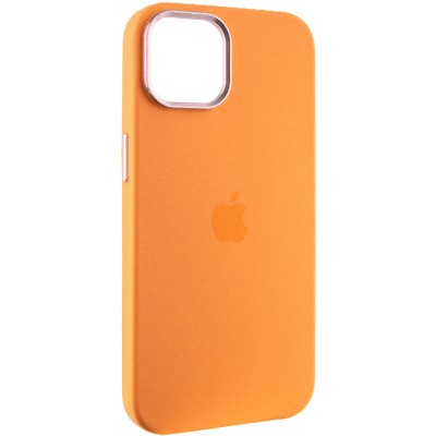 Чохол Silicone Case Metal Buttons (AA) для Apple iPhone 14 (6.1") Помаранчевий / Marigold