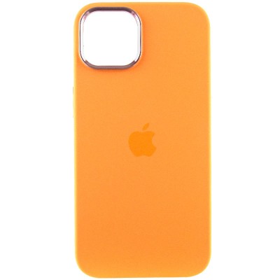Чохол Silicone Case Metal Buttons (AA) для Apple iPhone 14 (6.1") Помаранчевий / Marigold