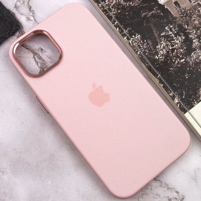 Чохол Silicone Case Metal Buttons (AA) для Apple iPhone 14 (6.1") Рожевий / Chalk Pink