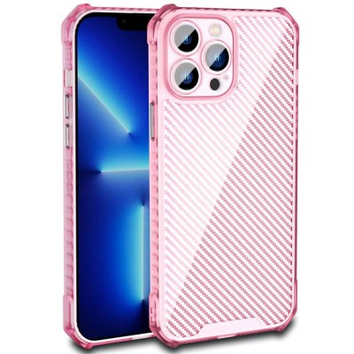 Чохол TPU Ease Carbon color series для Apple iPhone 12 Pro (6.1") Рожевий / Прозорий