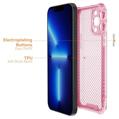 Чохол TPU Ease Carbon color series для Apple iPhone 13 Pro (6.1") Рожевий / Прозорий