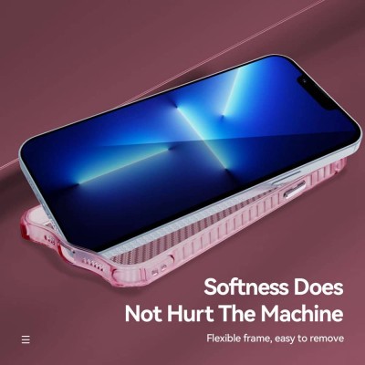 Чохол TPU Ease Carbon color series для Apple iPhone 13 Pro (6.1") Рожевий / Прозорий
