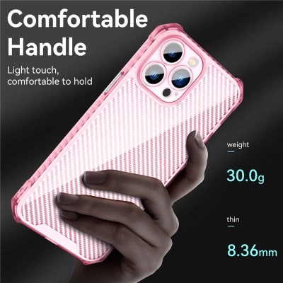 Чохол TPU Ease Carbon color series для Apple iPhone 13 Pro Max (6.7") Рожевий / Прозорий