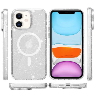 Чохол TPU Galaxy Sparkle (MagFit) для Apple iPhone 11 (6.1") Clear+Glitter