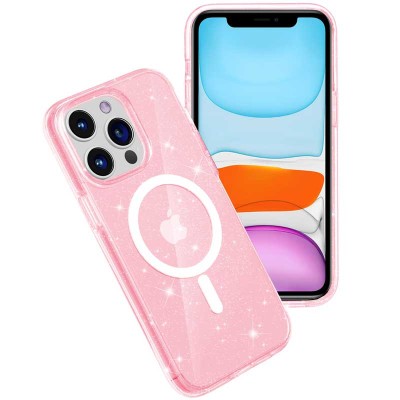 Чохол TPU Galaxy Sparkle (MagFit) для Apple iPhone 12 Pro / 12 (6.1") Pink+Glitter Чохол TPU Galaxy Sparkle (MagFit) для Apple iPhone 12 Pro / 12 (6.1") Pink+Glitter
