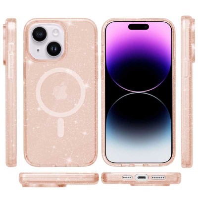 Чохол TPU Galaxy Sparkle (MagFit) для Apple iPhone 15 Plus (6.7") Gold+Glitter