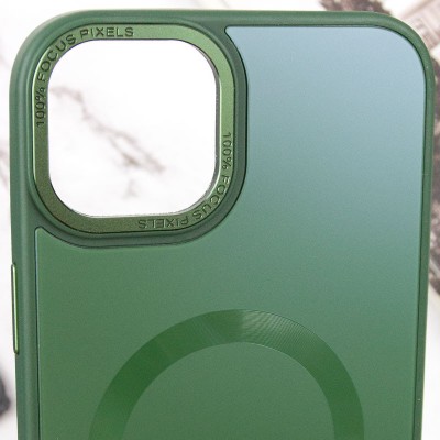 Чохол TPU+Glass Sapphire Midnight Open Camera with MagSafe для Apple iPhone 15 (6.1") Зелений / Forest green