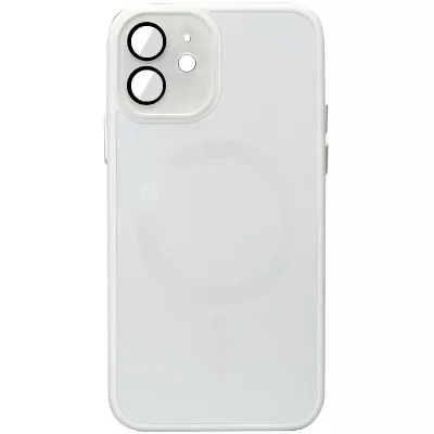 Чохол TPU+Glass Sapphire Midnight with MagSafe для Apple iPhone 12 (6.1") Білий / White