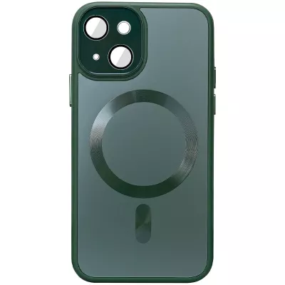 Чохол TPU+Glass Sapphire Midnight with MagSafe для Apple iPhone 14 (6.1") Зелений / Forest green
