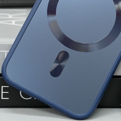 Чохол TPU+Glass Sapphire Midnight with MagSafe для Apple iPhone 14 (6.1") Синій / Deep navy