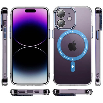 Чохол TPU+PC Colorful with MagSafe для Apple iPhone 12 (6.1") Blue