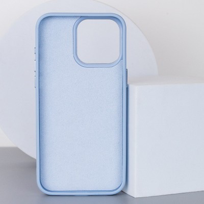 Шкіряний чохол Bonbon Leather Metal Style with MagSafe для Apple iPhone 12 Pro Max (6.7") Блакитний / Mist blue