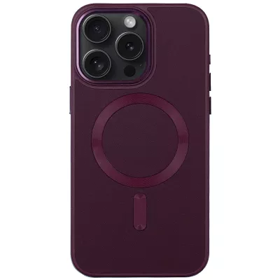 Шкіряний чохол Bonbon Leather Metal Style with MagSafe для Apple iPhone 12 Pro Max (6.7") Бордовий / Plum