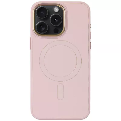 Шкіряний чохол Bonbon Leather Metal Style with MagSafe для Apple iPhone 12 Pro Max (6.7") Рожевий / Light pink