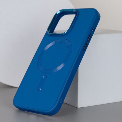 Шкіряний чохол Bonbon Leather Metal Style with MagSafe для Apple iPhone 12 Pro Max (6.7") Синій / Indigo
