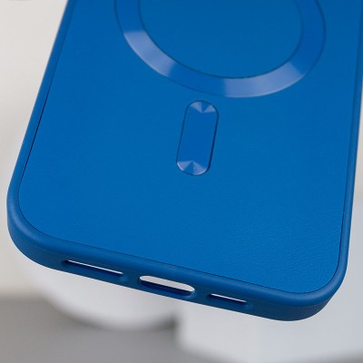 Шкіряний чохол Bonbon Leather Metal Style with MagSafe для Apple iPhone 12 Pro Max (6.7") Синій / Indigo