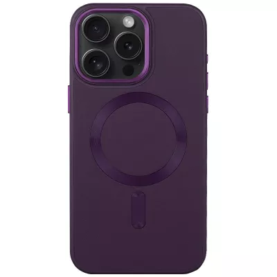 Шкіряний чохол Bonbon Leather Metal Style with MagSafe для Apple iPhone 12 Pro Max (6.7") Фіолетовий / Dark Purple